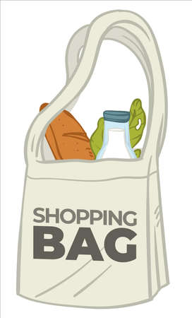 Ecological shopping bag with grocery productsのイラスト素材