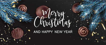 Merry christmas and happy new year website bannerのイラスト素材