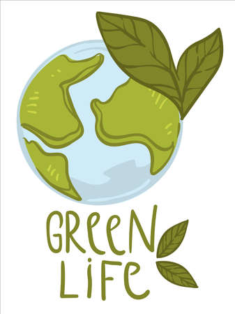 Green life and protection of planet Earth vectorのイラスト素材
