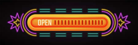 Open shop or store neon banner or sign for marketのイラスト素材