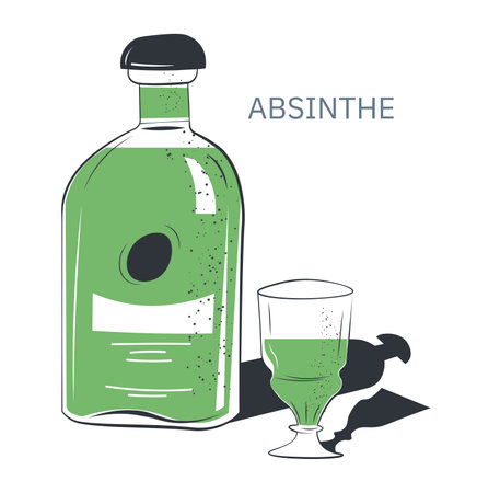 Absinthe alcoholic beverage in shop or bar vectorのイラスト素材