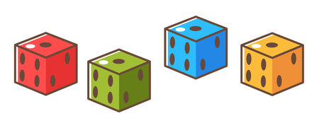 Cubes with holes denoting numbers, rpg game diceのイラスト素材