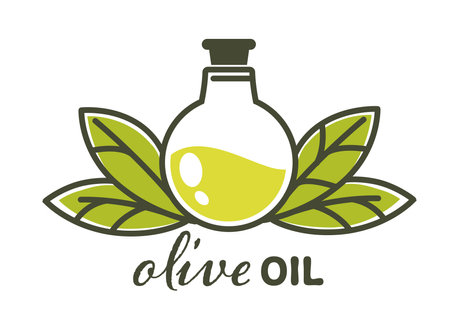 Olive oil natural product in glass bottle vectorのイラスト素材