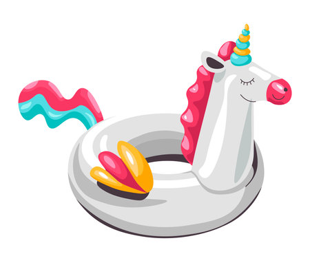 Inflatable balloon or lifebuoy in shape of unicornのイラスト素材