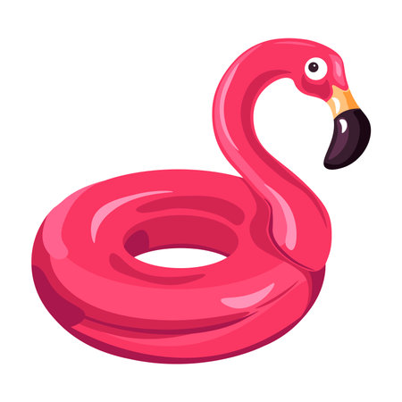 Inflatable balloon or lifebuoy, pink flamingoのイラスト素材