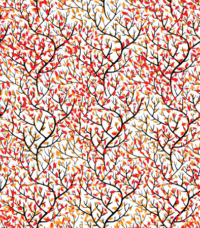 Tree or bushes branches with red leaves vectorの写真素材