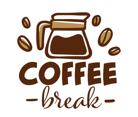 Coffee break, shop with warm beverages emblemのイラスト素材