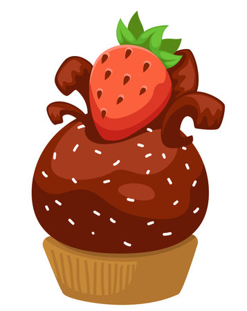 Chocolate cake or cookie with strawberry vectorのイラスト素材
