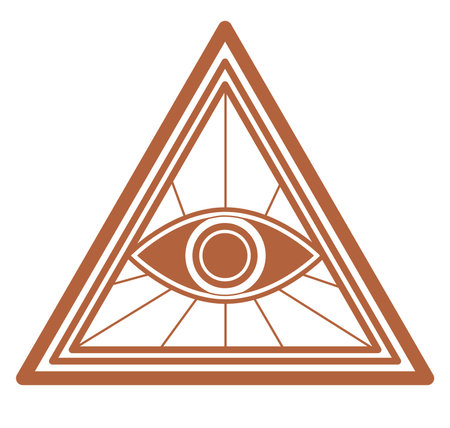 Masonic seeing eye in triangle sign, magic symbolのイラスト素材