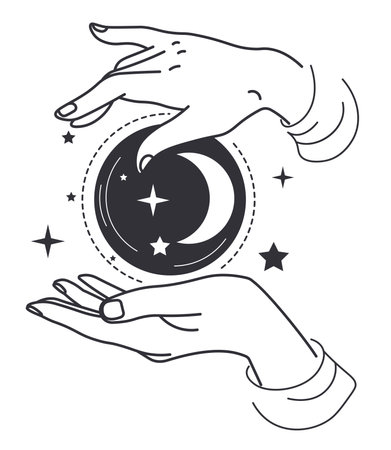 Hands with witch bauble future telling witchcraftのイラスト素材