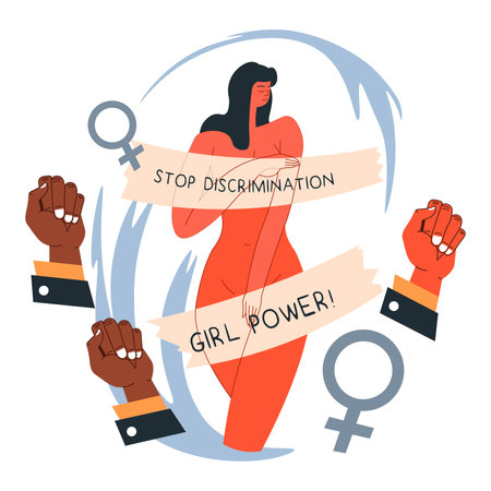 Stop discrimination girl power, feminism movementのイラスト素材