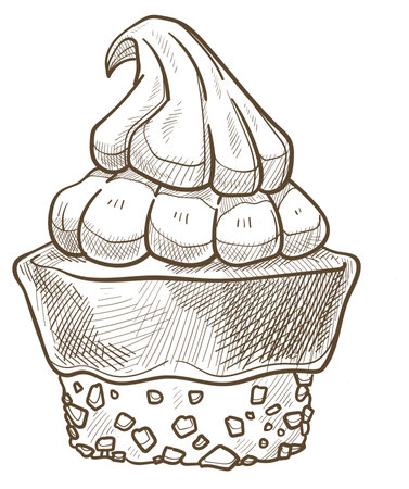 Sweet cookie or pie with mousse or cream vectorのイラスト素材