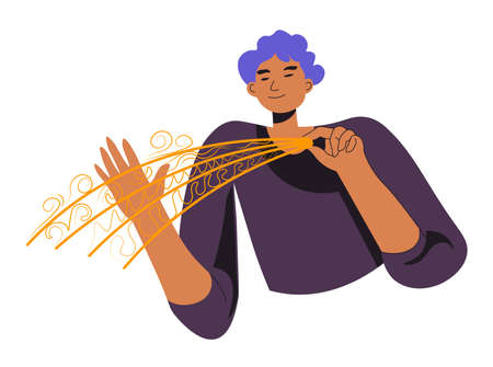 Character presenting art made of iron or goldのイラスト素材