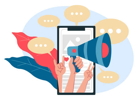 Promotion and marketing in social media networkのイラスト素材