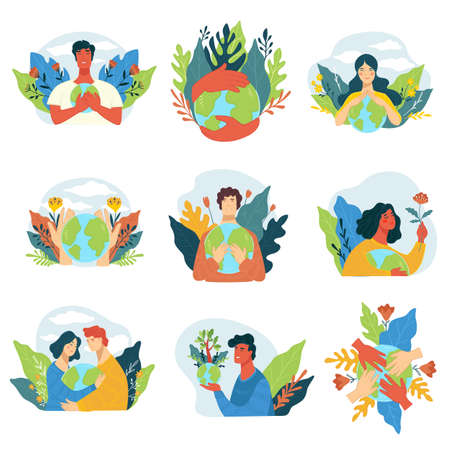 Save planet earth, protection and care for ecoのイラスト素材