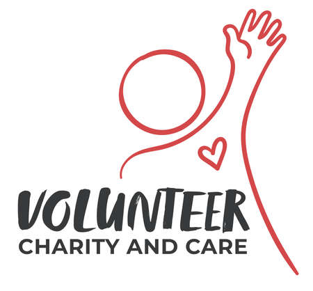 Volunteer charity and care, minimalist emblemのイラスト素材