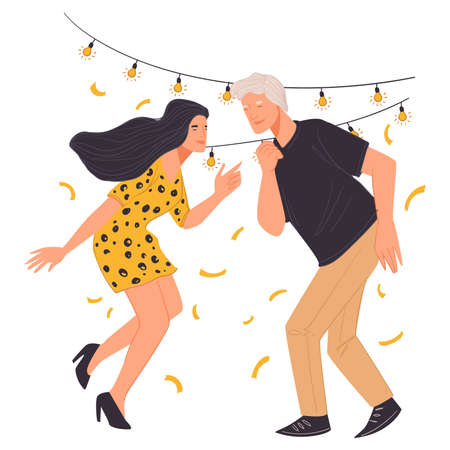 People dancing and celebrating holiday togetherのイラスト素材