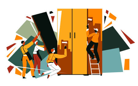 Furniture production company, working on designのイラスト素材