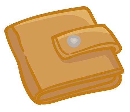 Wallet full of money, leather purse with claspのイラスト素材