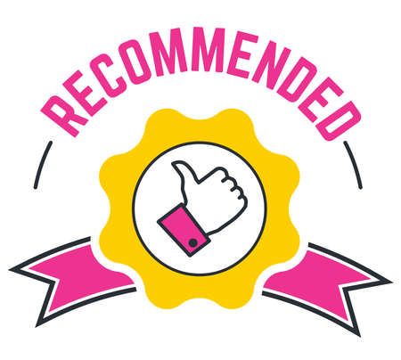 Recommended and approved banner with thumb upのイラスト素材