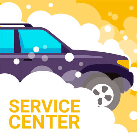 Service center, car wash automobile with bubblesのイラスト素材