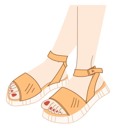 Stylish and fashionable shoes on flat platformのイラスト素材
