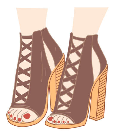 Fashionable footwear on high heels for ladiesのイラスト素材