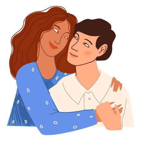 Lesbian couple in love, same sex pair cuddlingのイラスト素材