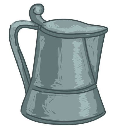 Ancient metal jug with handle and lid cap vectorのイラスト素材
