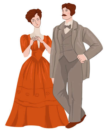 Man and woman, couple of art nouveau epoch vectorのイラスト素材