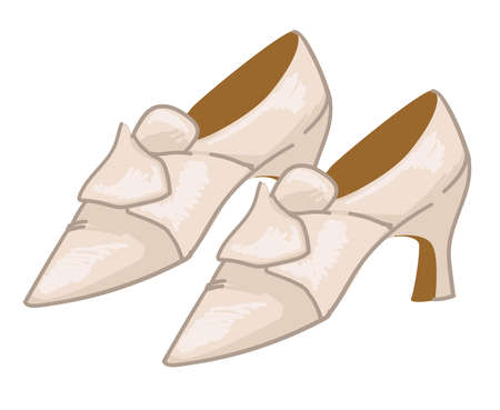 Vintage white leather shoes on high heels vectorのイラスト素材