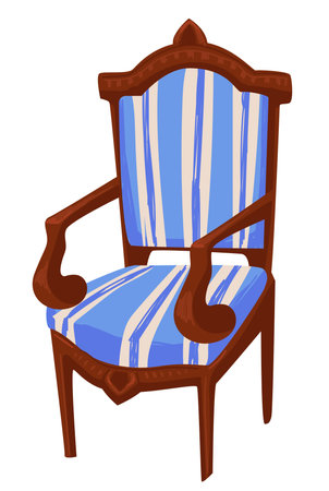 Vintage furniture, chair with carvings and decorのイラスト素材