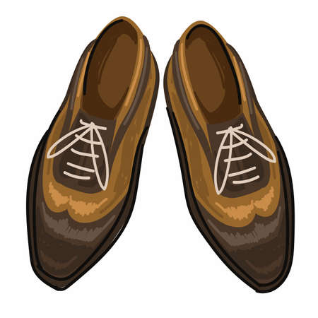 Vintage shoes with laces, man footwear fashionのイラスト素材