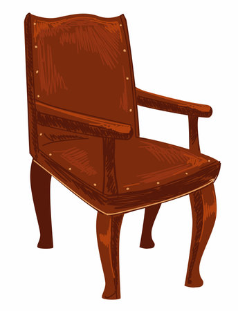 Old fashioned wooden chair, vintage furnitureのイラスト素材