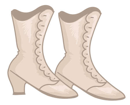 Vintage leather boots shoes on high heel for womenのイラスト素材