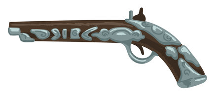 Antique firearm with silver ornaments and decorのイラスト素材