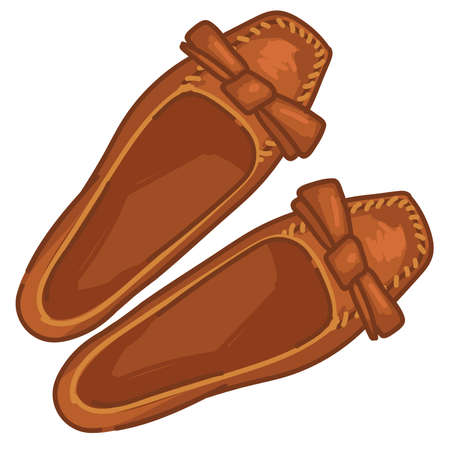 Vintage shoes made of brown leather retro styleのイラスト素材