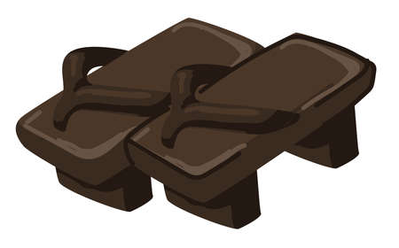 Asian shoes on flat platforms, Japanese styleのイラスト素材