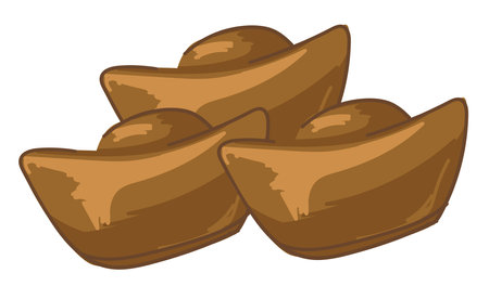 Ancient gold bars and treasure, coins or cashのイラスト素材