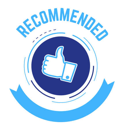 Recommended sign with thumb up and ribbon vectorのイラスト素材