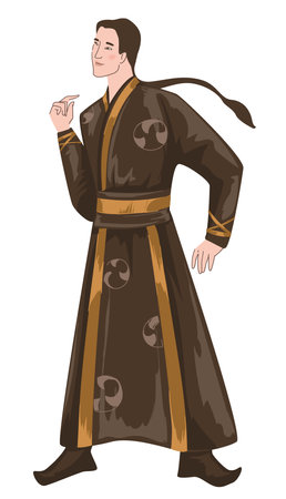 Chinese man wearing traditional clothes vectorのイラスト素材
