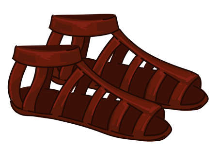 Ancient maya clothes, leather shoes or sandalsのイラスト素材