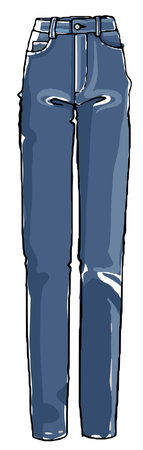 Fashionable jeans for girls, straight street modelのイラスト素材