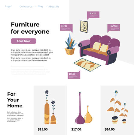 Furniture for everyone and home, website shopsのイラスト素材