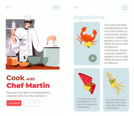 Cook with chef Martin, website with dishes orderのイラスト素材