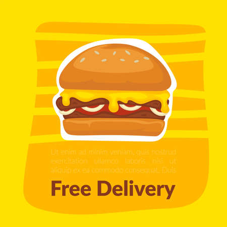 Free delivery of street food and fast meals vectorのイラスト素材