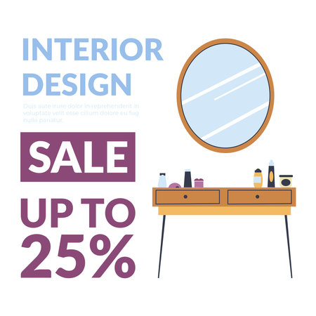 Interior design sale up to 25, furniture shopのイラスト素材