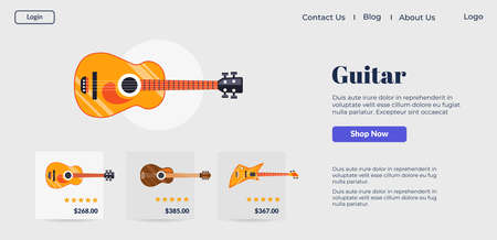 Music shop online, buying guitar on website vectorのイラスト素材