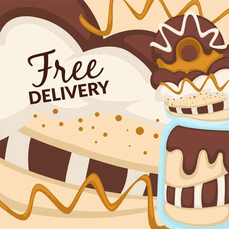 Dessert and sweets, bakery free delivery of foodのイラスト素材