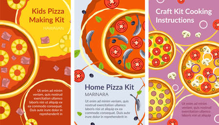 Handmade pizza kid, ingredienrs for cooking homeのイラスト素材